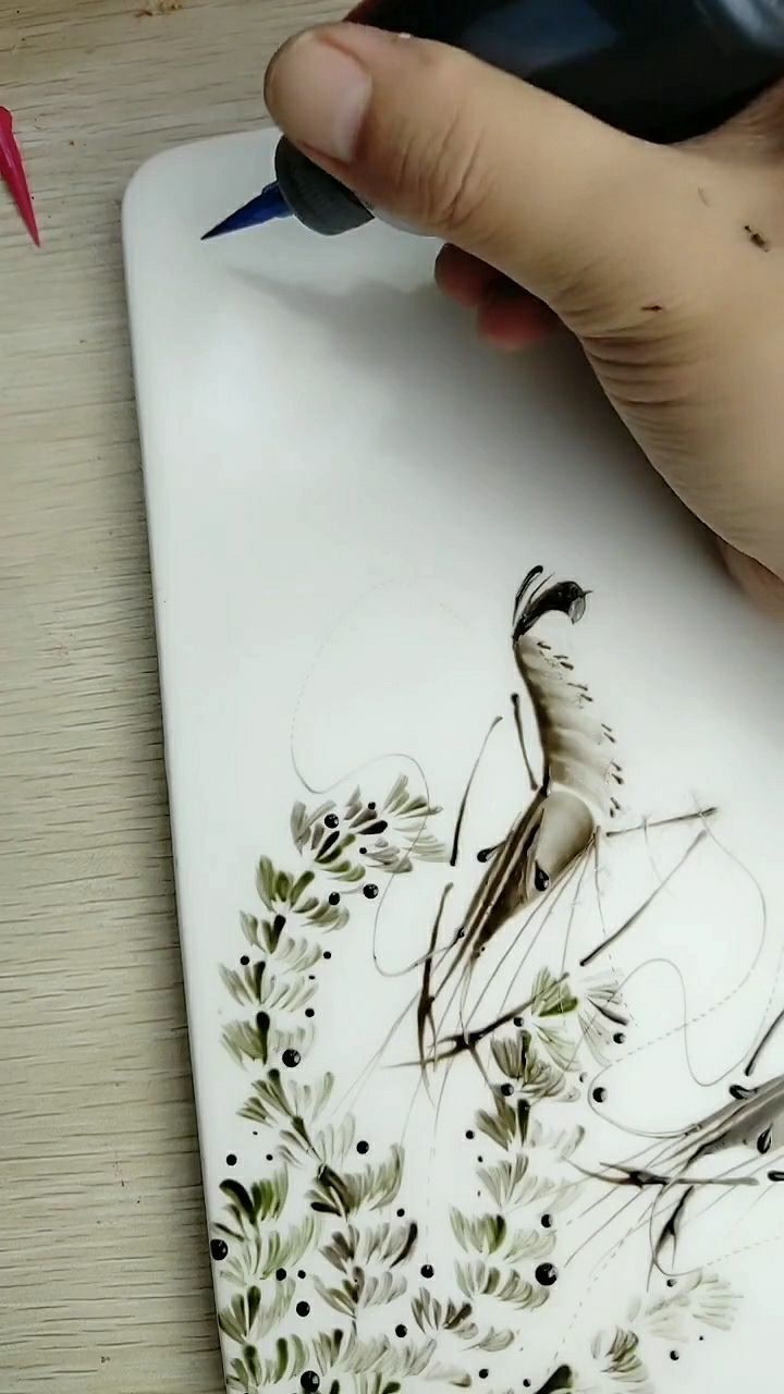 活灵活现的一只水墨虾,竟然是果酱画,太神奇了