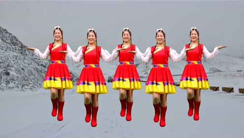 草原歌曲广场舞《雪山姑娘》简单欢快,看一遍就会!