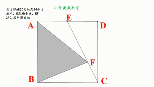 小学奥数数学辅导,正方形减去三角形就是阴影面积