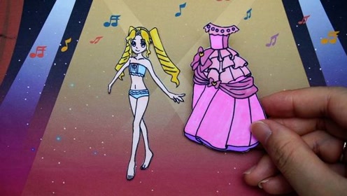 纸娃娃创意手工:给巴啦啦小魔仙彩俐公主制作粉红公主蓬蓬裙