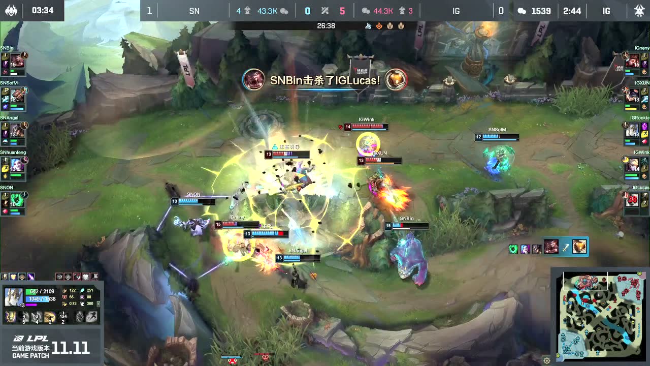 IG大龙逼团SN前后包夹 Wink伊泽瑞尔伤害爆炸拿下双杀
