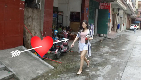 实拍东莞厚街三屯工业区,路上遇到女神级美女,小伙心中暗喜