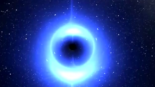 黑洞从蓝巨星面前经过,引力透镜使黑洞附近光线扭曲,恒星逃过一劫