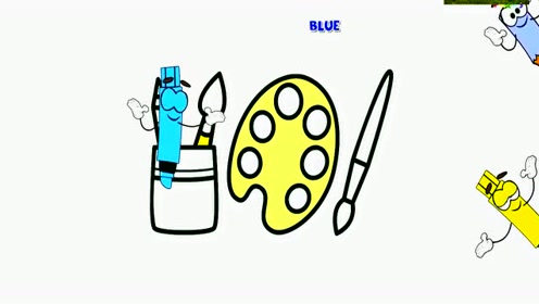幼儿早教色彩启蒙:随着小铅笔一起学画画,给画具着色 !