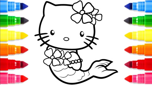 爱画画涂颜色:凯蒂猫变身美人鱼