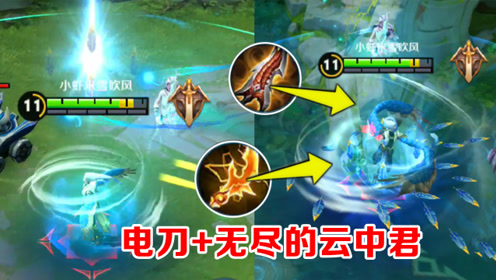 王者荣耀:电刀 无尽的云中君,峡谷野区横着走,见脆皮就秒