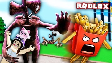 Roblox疯狂灾难模拟器 警笛头想吃薯条，追着我到处跑