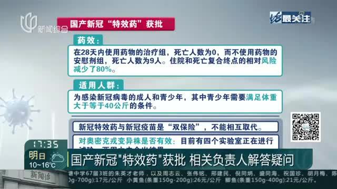 国产新冠“特效药”获批 相关负责人解答疑问