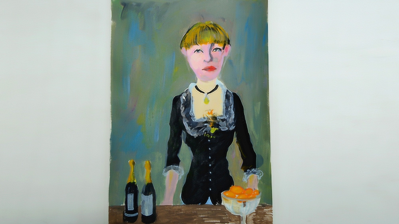水彩画 莫奈的酒吧女 用丙烯颜料画一个酒吧少女 水彩绘画