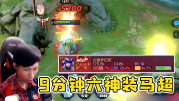 9分钟1万经济！梦泪马超一枪暴击5200血量，团战1V4极限反杀！