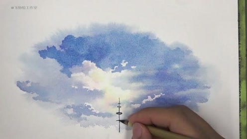 超简单的水彩基础教程,如何画出不一样的天空水彩风景画