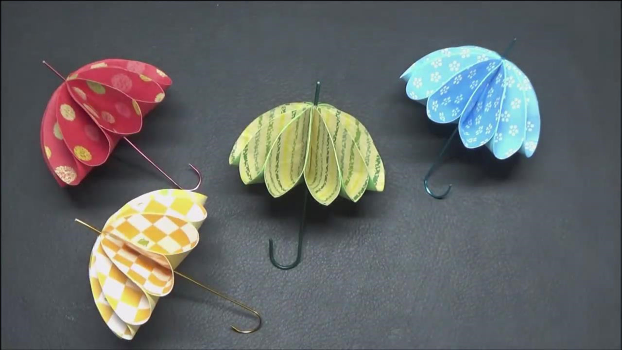 创意手工diy,彩纸小雨伞的制作方法!