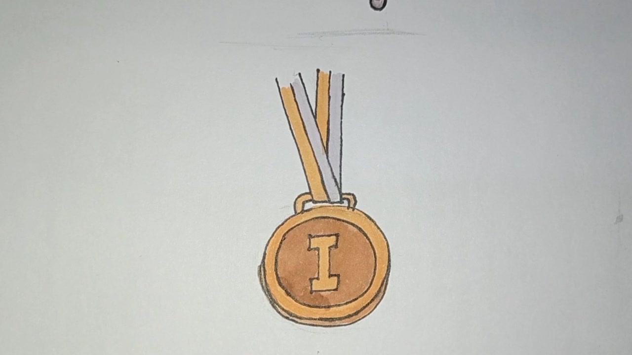 简笔画奥运金牌,迎奥运 讲文明 树新风!