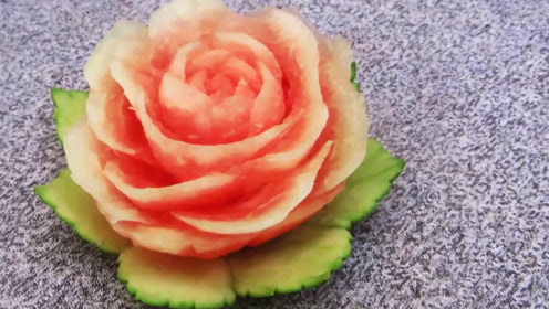 水果雕刻视频教程 西瓜雕刻玫瑰花 腾讯视频
