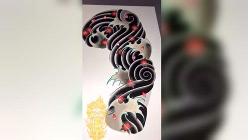 原创老传统花臂纹身手稿 彫韵刺青 腾讯视频