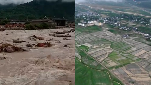 30秒丨航拍四川冕宁特大暴雨灾后现场