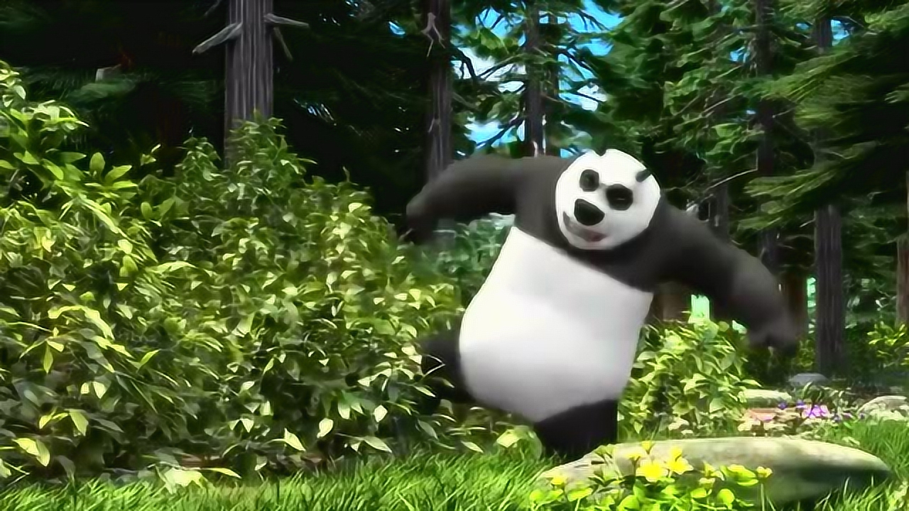 熊出没之夺宝熊兵傻熊二把自己弄成一只大熊猫逗游客开心真逗