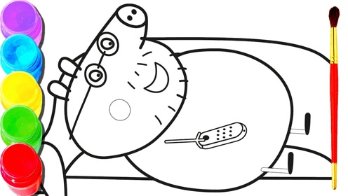 趣味简笔画:小猪爸爸看电视