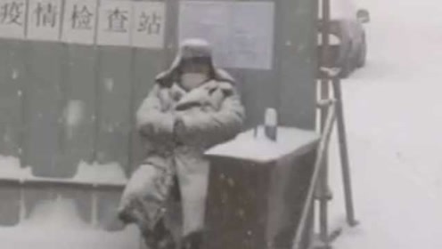 大爷大雪中坚守小区防疫岗成雪人,网友致敬
