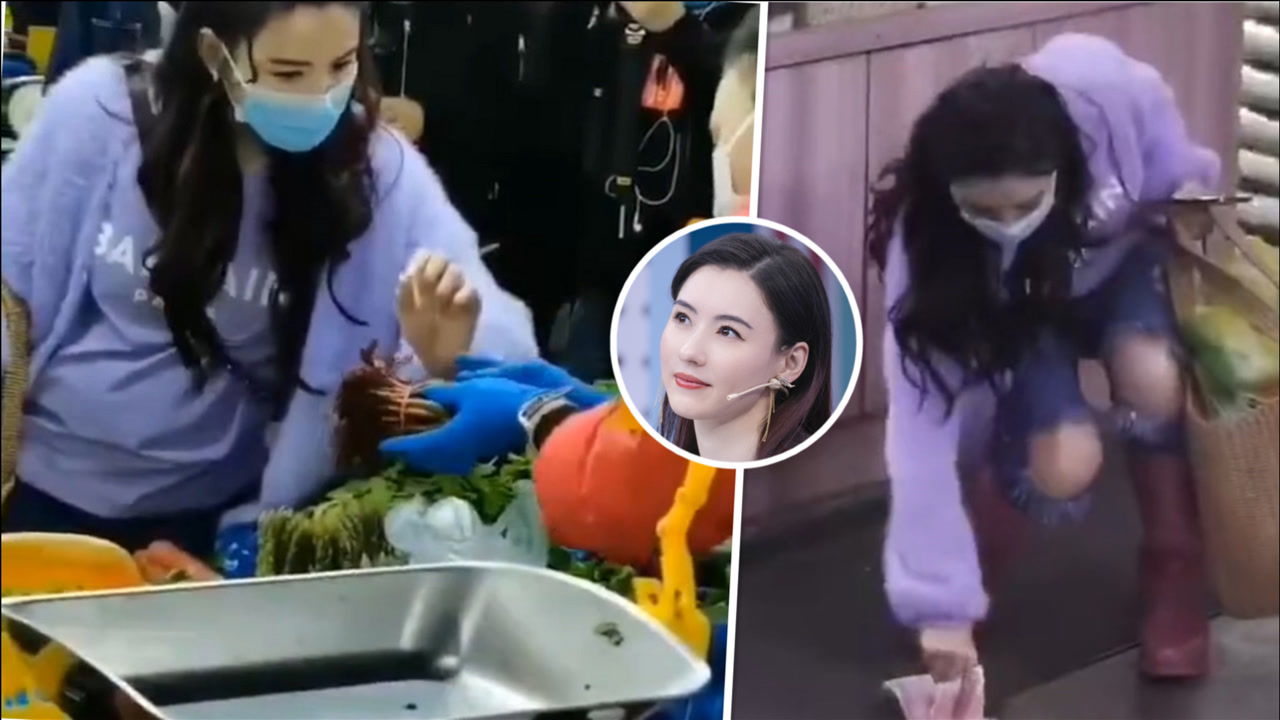 张柏芝菜市场买菜接地气意外掉钱被人提醒表情可爱小腹隆起引猜测