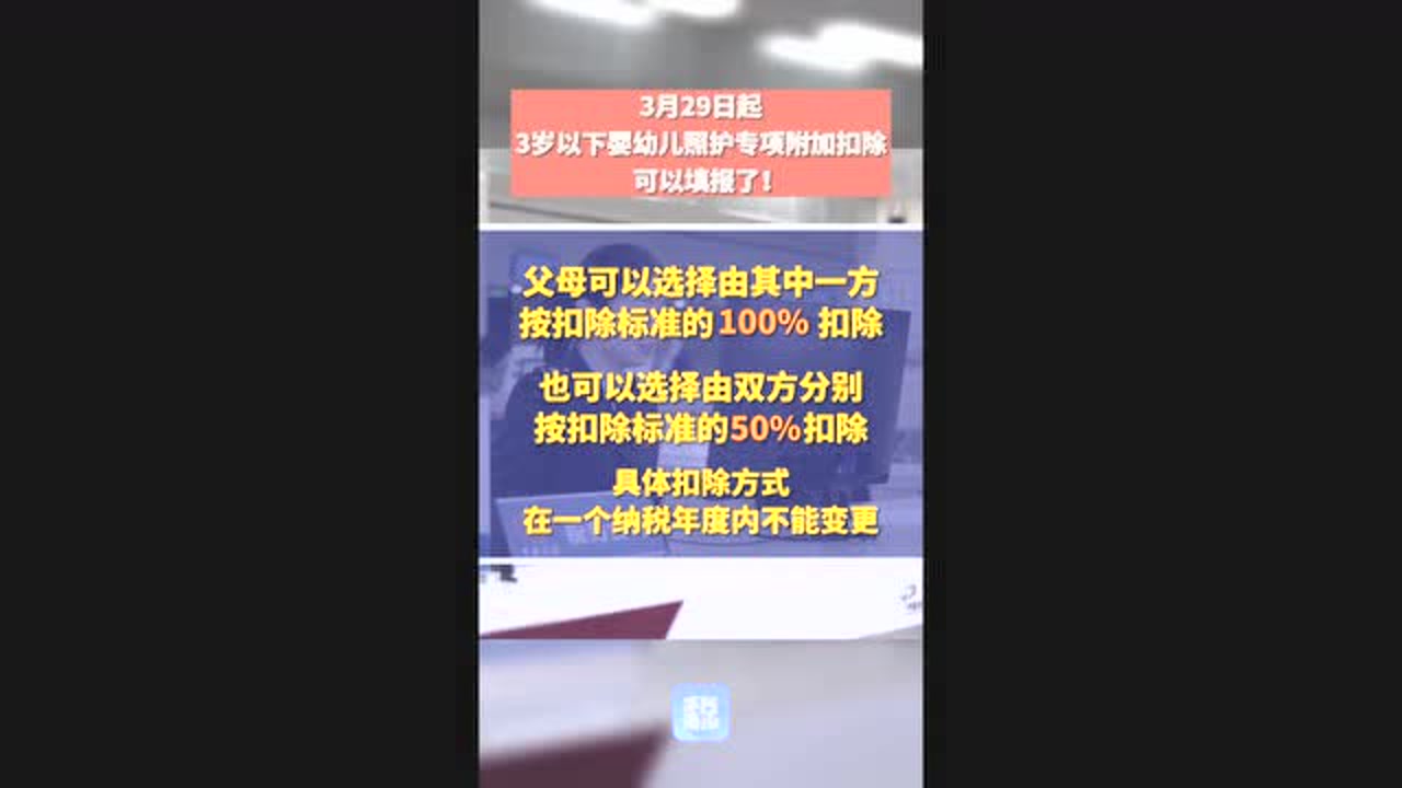 3岁以下婴幼儿照护专项附加扣除,可在个人所得税App填报了