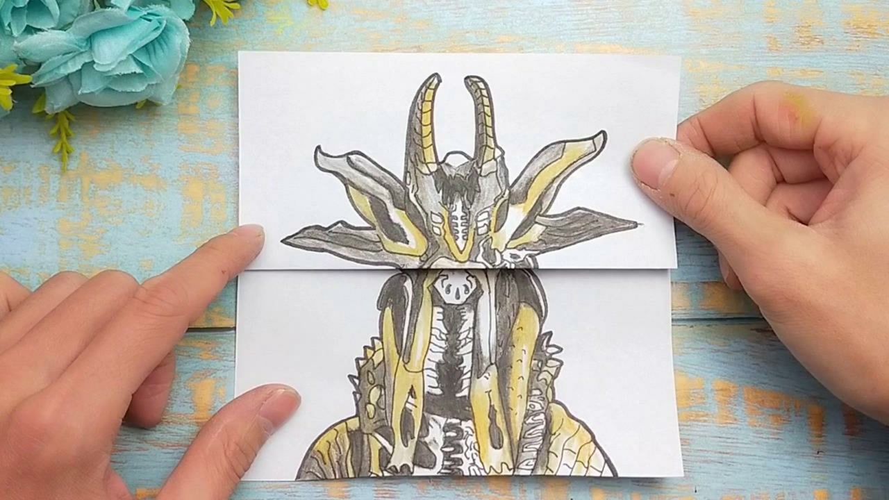 一幅奥特曼怪兽手绘搞笑画,邪神梅加杰厄展开有什么变化,太惊讶