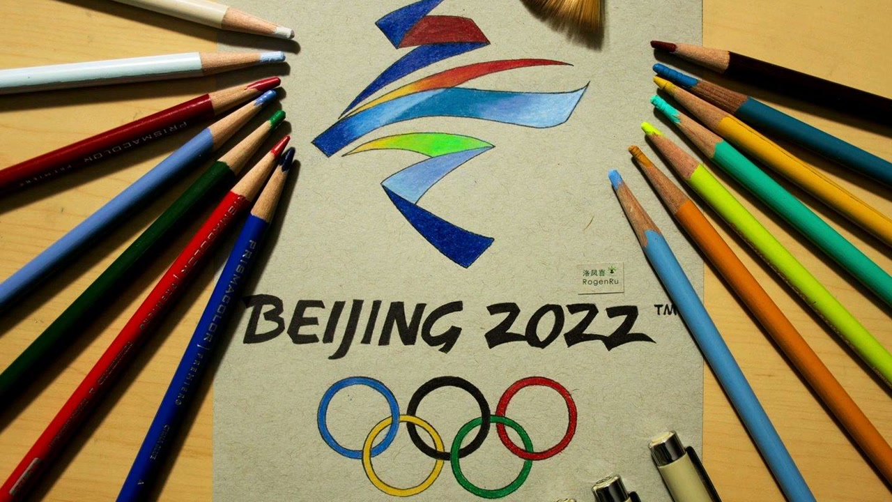 用油性彩铅复刻了一个2022北京冬奥会会徽#今日份努力#绘画