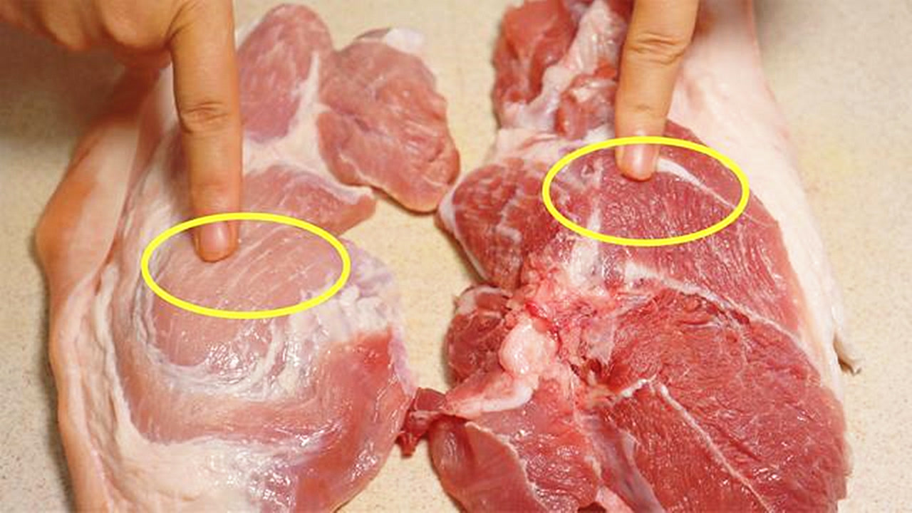 同样是猪肉,颜色深浅区别很大,搞清楚了不再吃亏,很实用