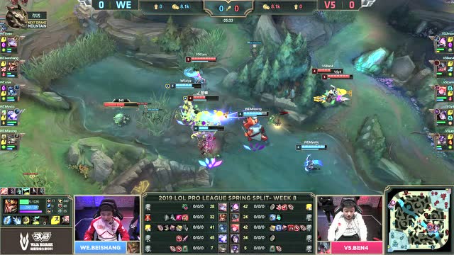 LPL春季赛比赛视频W8D5 WE vs V5 第1场免费观看