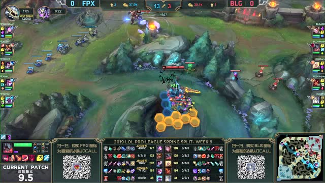 LPL春季赛比赛视频W9D6 FPX vs BLG 第1场免费观看