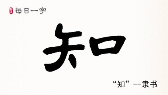 每日一字"知"字隶书写法演示 掌握了技巧一点也不难!