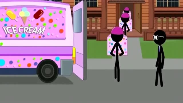 火柴人：恐怖奶奶贪吃冰淇凌，被冻成雕像，结果还扔进了垃圾车！免费观看