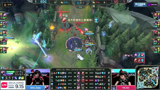 LPL夏季赛比赛视频W10D4 VG vs EDG 第3场免费观看