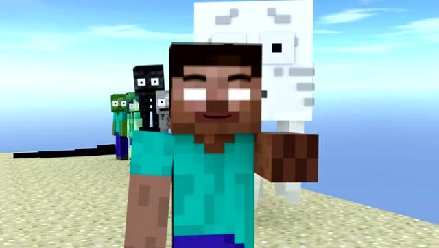 我的世界游戏 小白末影人苦力怕变鲨鱼比赛游泳免费观看