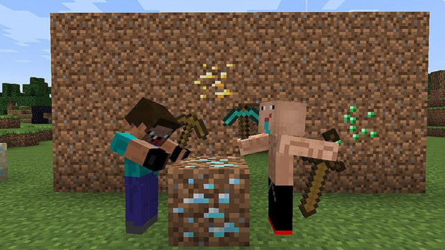 我的世界：老菜鸟带小菜鸟挖宝石，一言不合就开战 搞笑短片免费观看