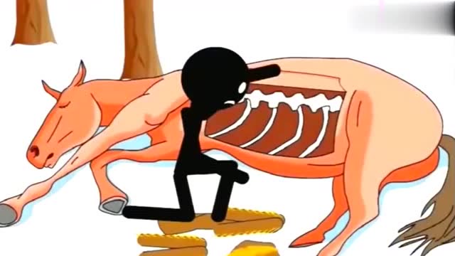 幽默火柴人动画，本想躲进肚子里取暖，结果被人烤了免费观看