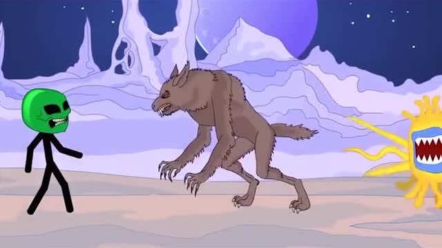 火柴人趣味游戏：狼人被外星人带走,与其他怪物进行战斗！免费观看