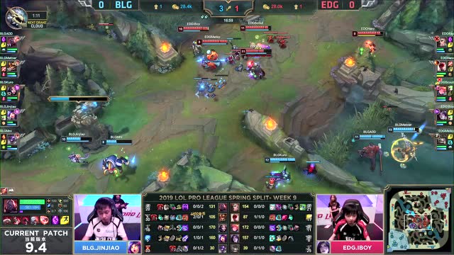 LPL春季赛比赛视频W9D3 EDG vs BLG 第1场免费观看