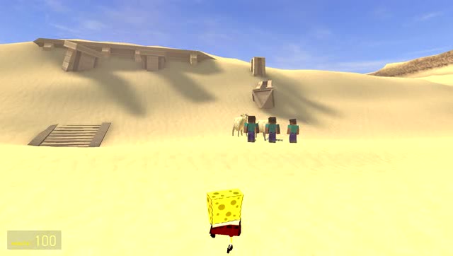 GMOD海绵宝宝发现史蒂夫在沙漠养了奶牛？免费观看