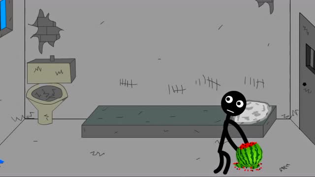 火柴人大作战：火柴人用一个西瓜越狱逃生 搞笑的动画！免费观看