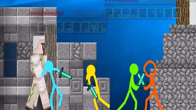 我的世界：火柴人在电脑桌面玩，一会儿两方因施工打了起来免费观看