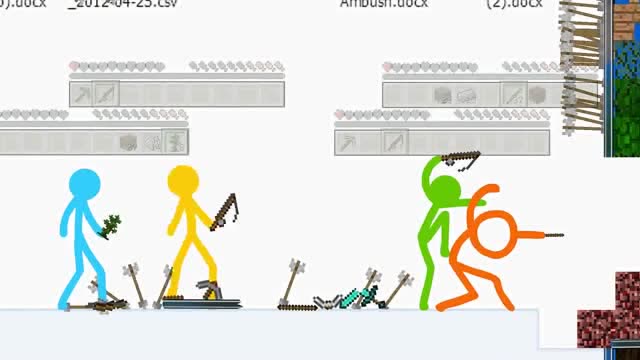 精彩的AI火柴人大战我的世界，四个人合力迎击小红人，并没什么用！免费观看