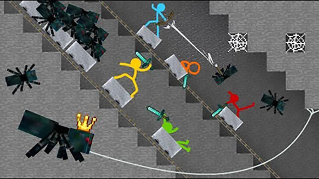 我的世界：桌面火柴人搞笑系列短片，勇闯盘丝洞！免费观看