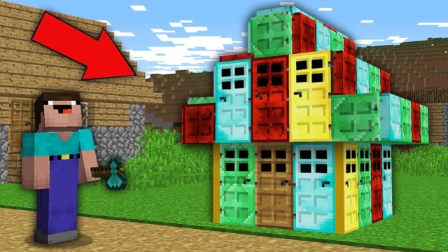 史蒂夫用门造房子，开门后被传送到神奇世界，找到了神秘宝藏！免费观看