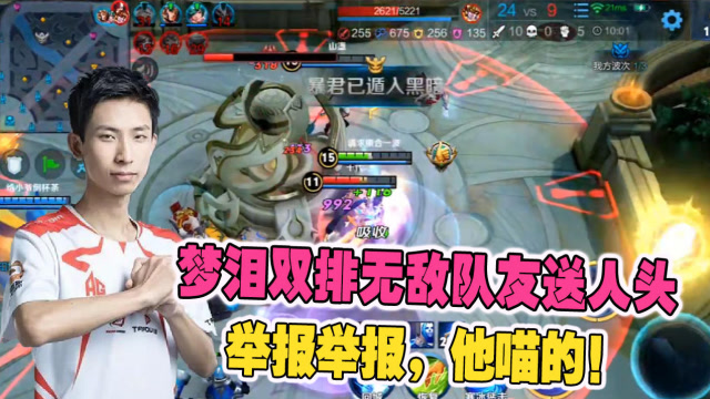王者荣耀：梦泪双排无敌，队友故意送人头，都给我举报！免费观看