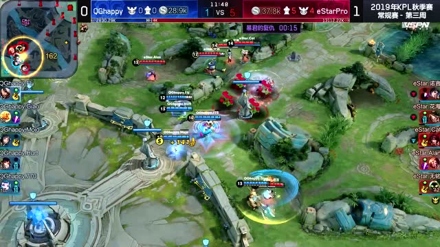 KPL2019秋季赛W3D4 eStarPro vs QGhappy 第2场免费观看