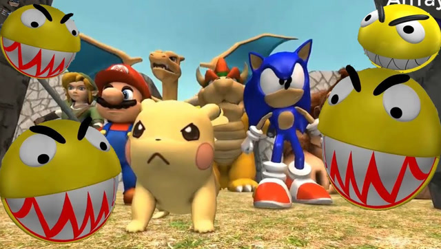 吃豆大作战：吃豆人VS宝贝龙VS超级玛丽 精彩的动画短片免费观看