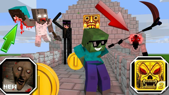 我的世界：怪物学院 玩新版神庙逃亡，搞笑对战篇免费观看