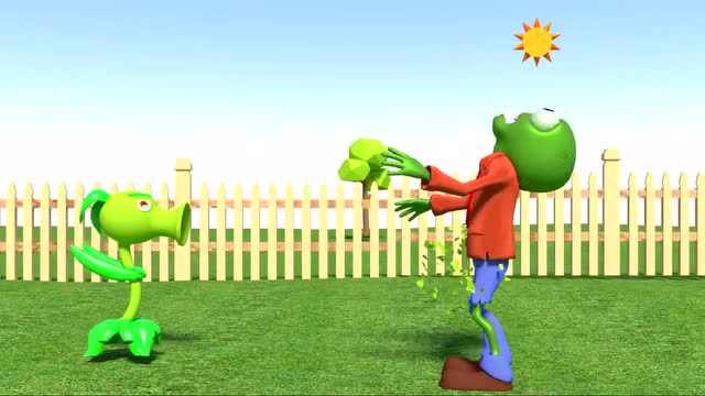 植物大战僵尸游戏动画：变成肌肉男的豌豆射手免费观看