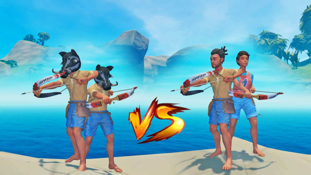 木筏求生联机52：我和秀儿伏击海盗，手持弓箭，与他们激烈对战免费观看